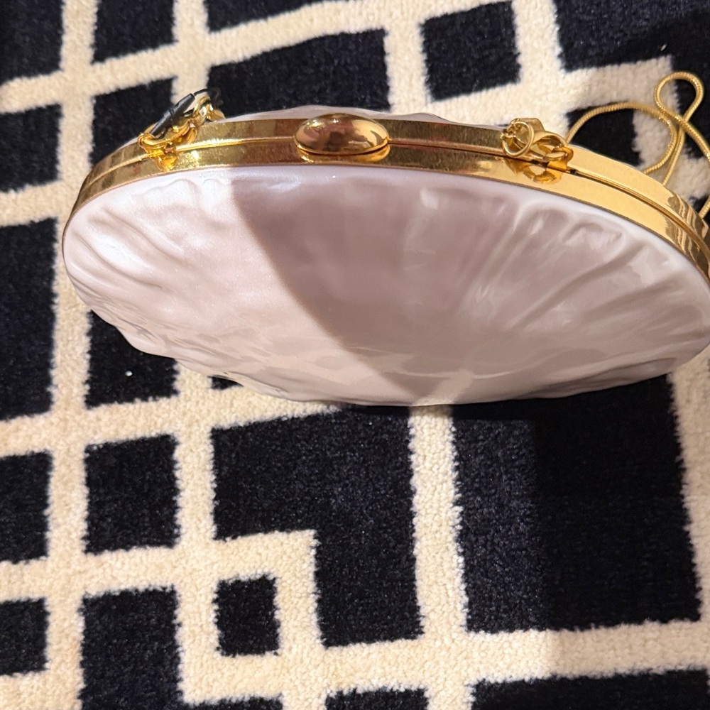Zara White and Gold Clutch